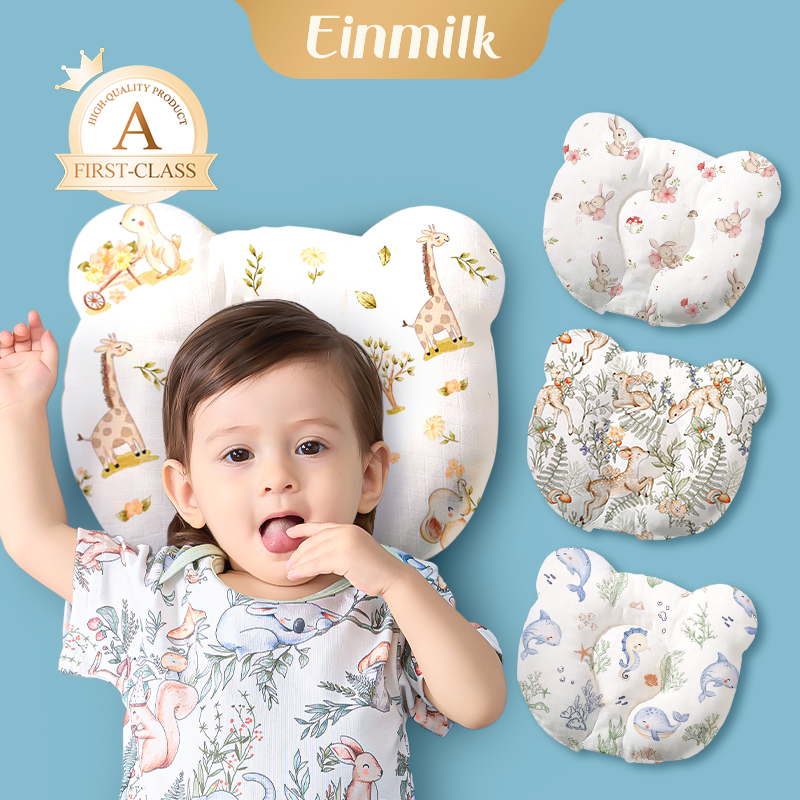 Einmilk Baby Anti FlatHead Pillow Height (0cm) Super Soft and Breathable Dimple Pillow QAFP21