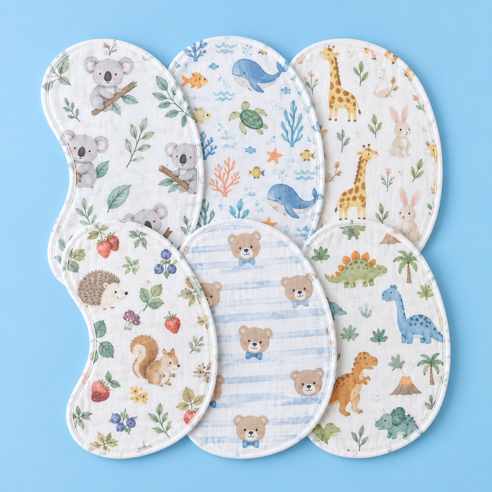 Einmilk 100% Cotton Muslin Baby Burp Cloth – 6 Prints